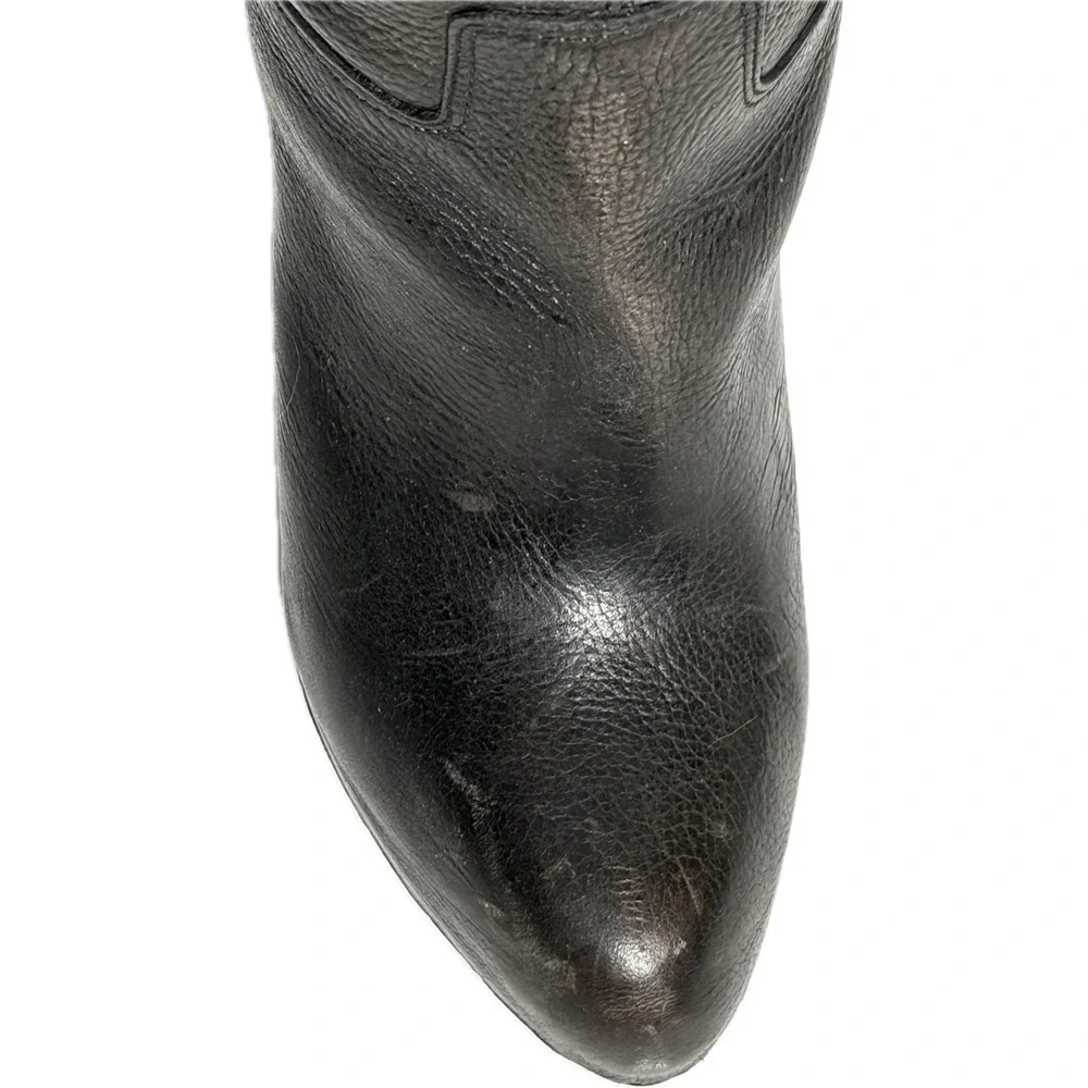 AllSaints Black Leather Over The Knee Thigh High Heel Boots Brazil Size 38 7.5-8